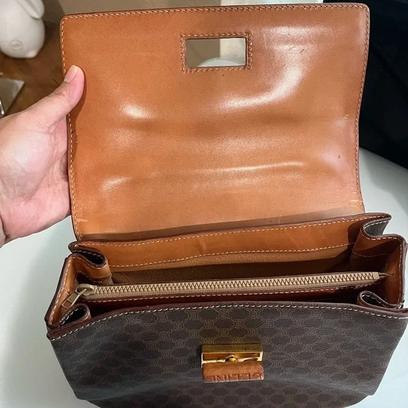 CELINE BROWN MACADAM PVC LEATHER HANDBAG - Picture 11 of 16